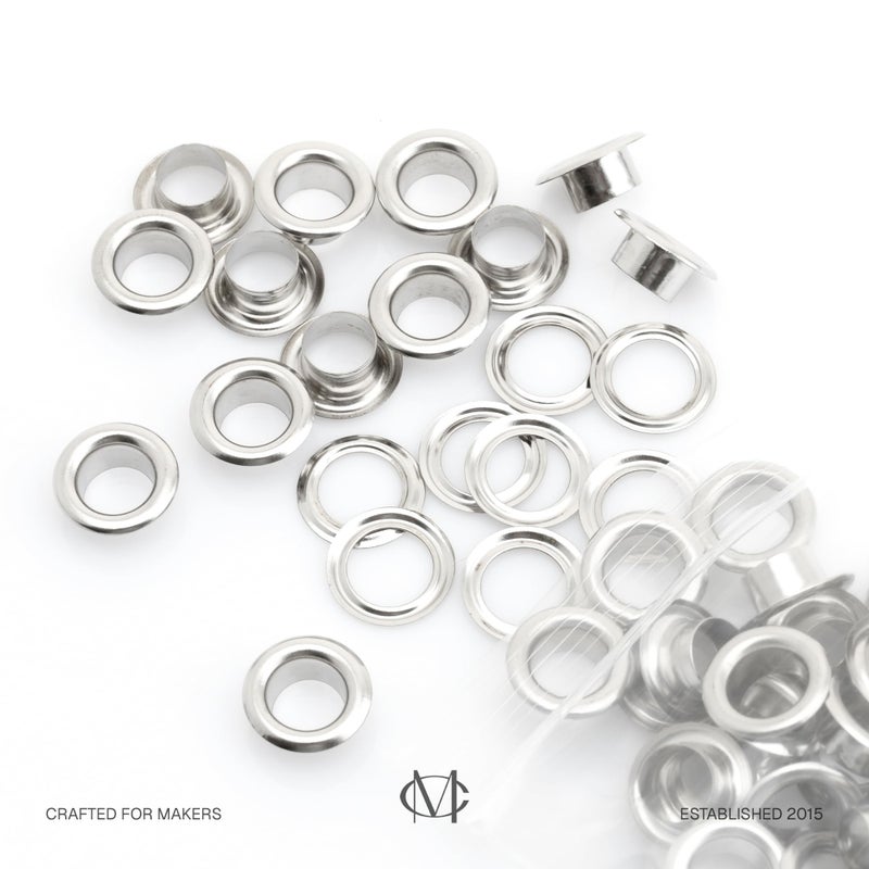 CRAFTMEMORE 3/16" (5MM) Hole Size 100 Sets Silver Metal Grommets Eyelets with Washers for Bead Cores, Clothes, Leather, Canvas (Silver) - Image 2